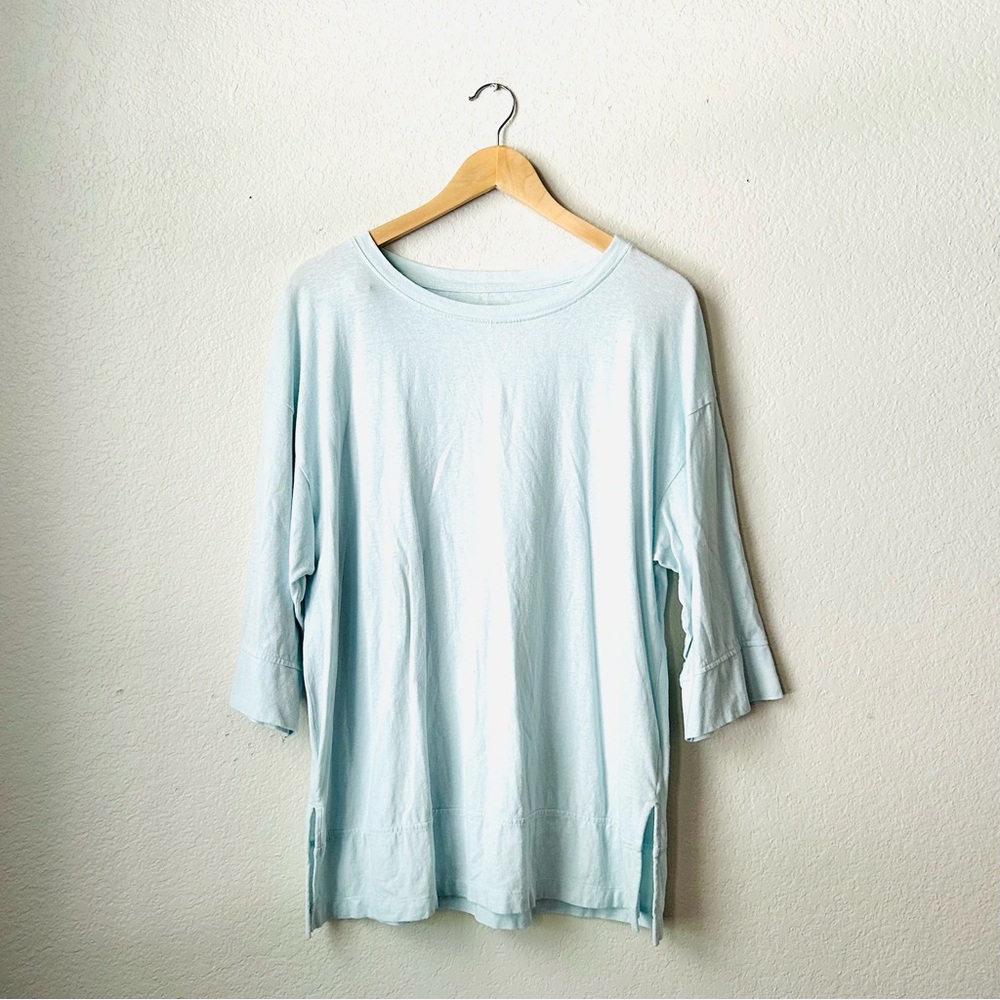 J. Jill Pure Jill Hemp/Cotton Blend 3/4 Sleeve Tunic Size Small Light Blue